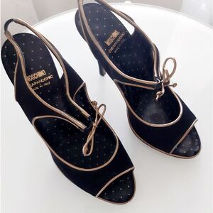 Moschino Authentic CheapandChic Slingback Open toes Heels Gold Trim Sz 7